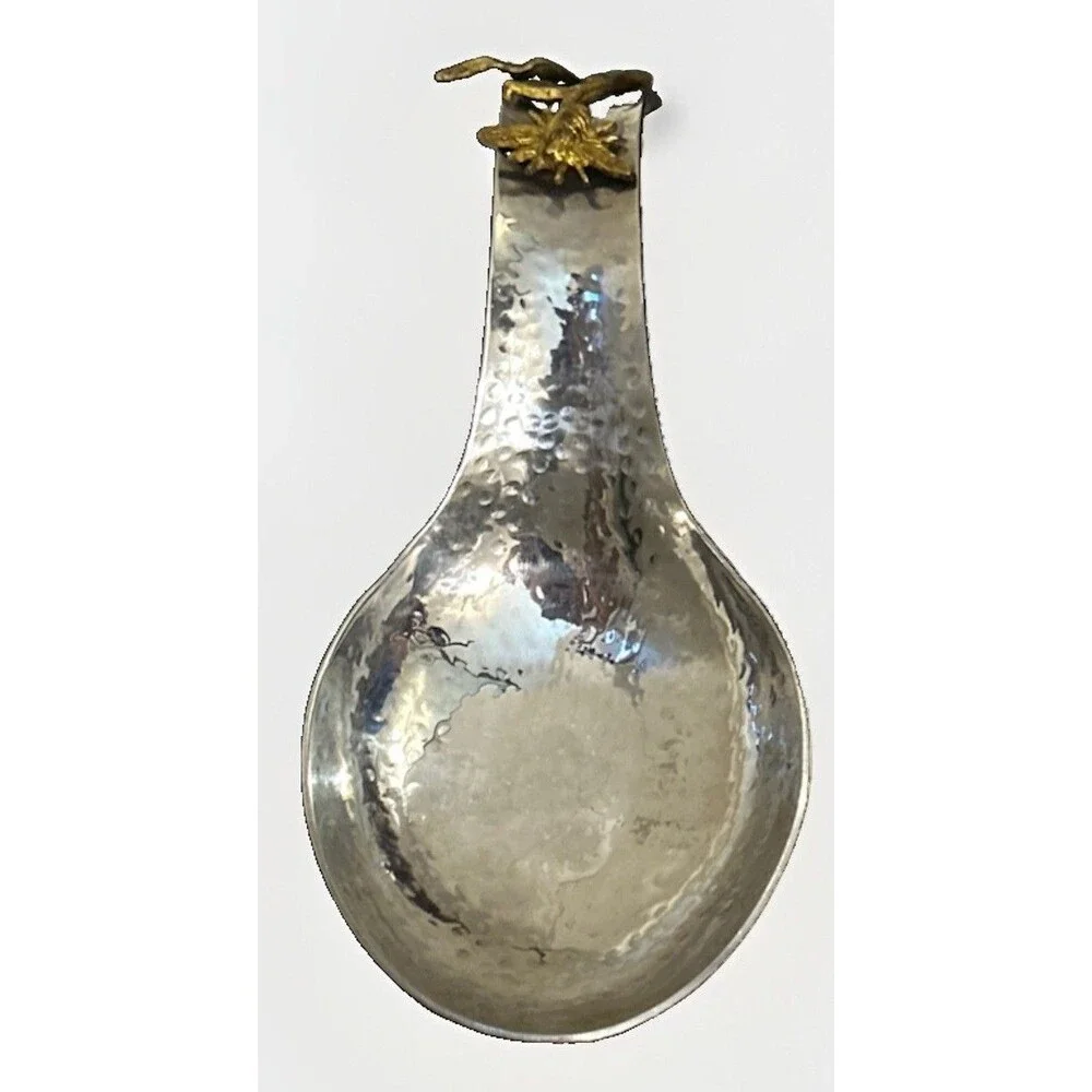 Silver Gold Bee Leaf Ginko Spoon Rest Kitchen Decor